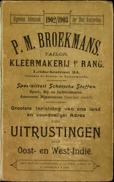 Afbeelding uit: 1902. Advertentie van Broekmans in het stedelijk Adresboek 1902/1903.