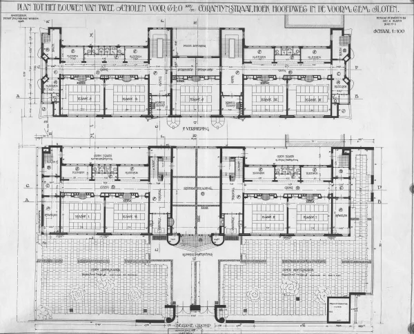 Afbeelding uit: 1923. Plattegronden van de eerste verdieping en de begane grond.