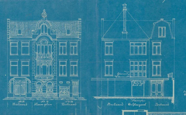 Afbeelding uit: maart 1906. Voor- en achtergevels.