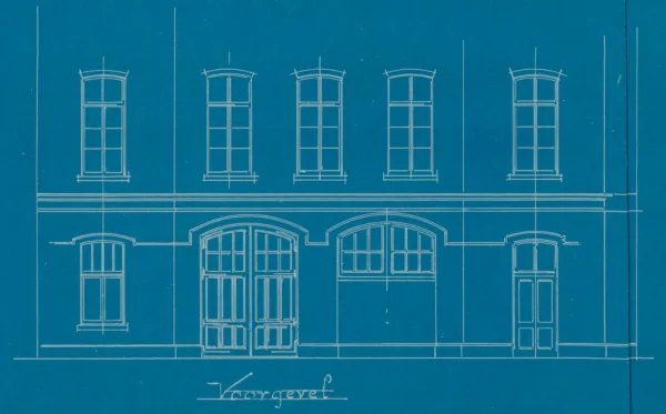 Afbeelding uit: 1898. Voorgevel van het koetshuis in 1898.