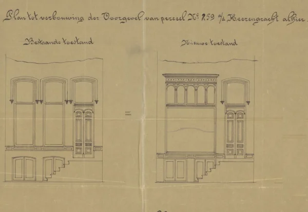 Afbeelding uit: 1897. De oude en nieuwe ondergevels van 1897 (montage).
