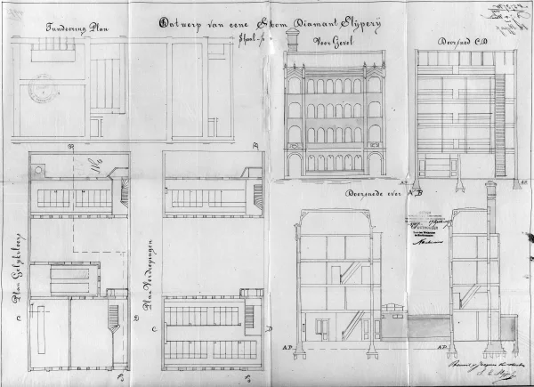 Afbeelding uit: 1887. Bouwtekening.
Bron afbeelding: Stadsarchief.