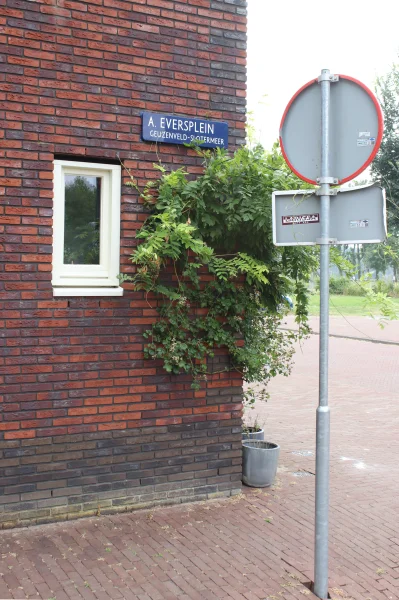 Afbeelding uit: juli 2026. In het jaren 2010-buurtje aan de noordoever van de Sloterplas is een straat vernoemd naar Evers.