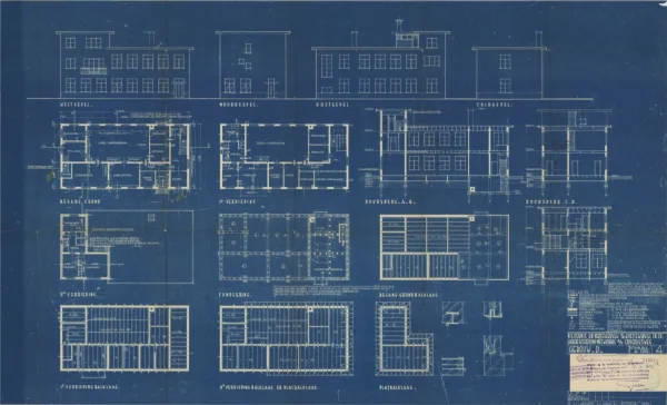 Afbeelding uit: 1934. Het ontwerp van het laboratoriumgebouw met dienstwoning.