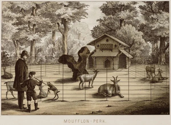 Afbeelding uit: circa 1875. Hier had het gebouw een andere vorm dan tegenwoordig. Of het is een voorganger. Lithografie: Noach van der Waals.
Bron afbeelding: Stadsarchief.
