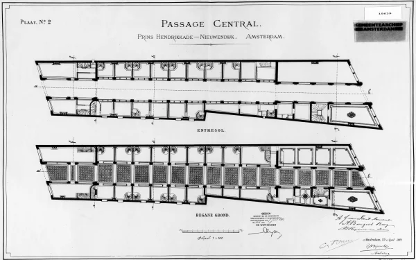 Afbeelding uit: 1882. Plattegrond van de passage.
Bron afbeelding: Stadsarchief.
