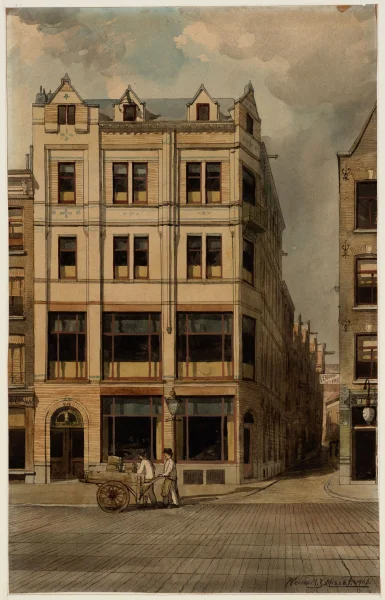 Afbeelding uit: 1906. Vlak na de oplevering. Aquarel-over-pentekening.
Bron afbeelding: Stadsarchief.