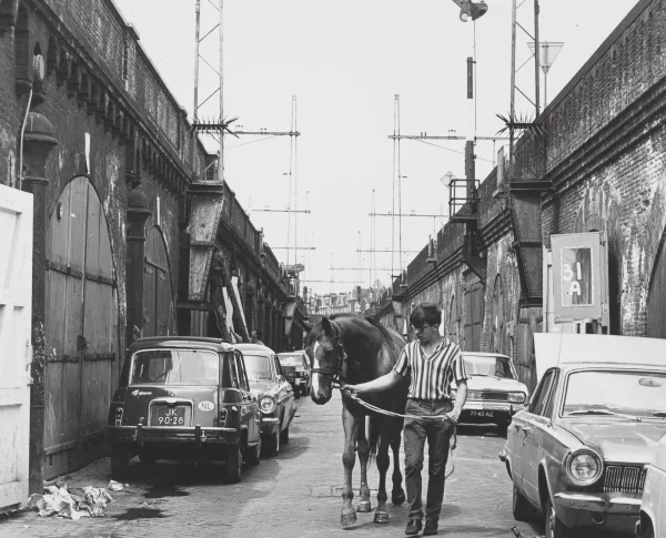 Afbeelding uit: circa 1970. In een van de loodsen was tot 1991 een stalhouderij gevestigd.
Bron afbeelding: Stadsarchief.