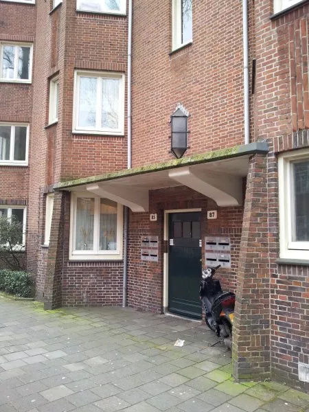 Afbeelding uit: februari 2012. Een portiek aan de Cornelis Krusemanstraat.