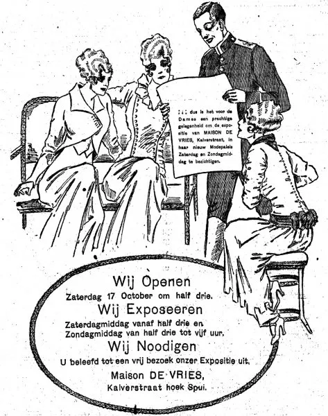 Afbeelding uit: oktober 1914. Advertentie in het Nieuws van den Dag ter gelegenheid van de opening in oktober 1914.
