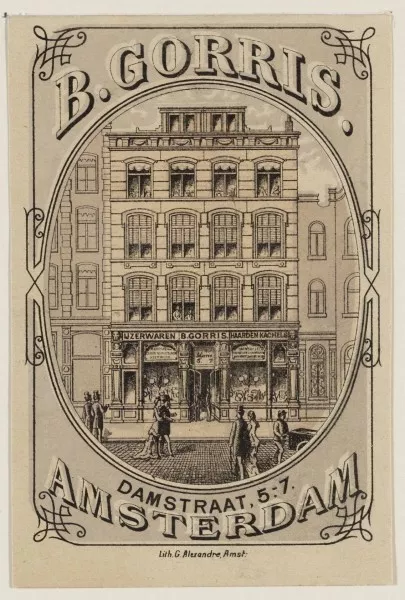 Afbeelding uit: 1875-1900. Reclame van de firma B. Gorris, in ijzerwaren, haarden en kachels.